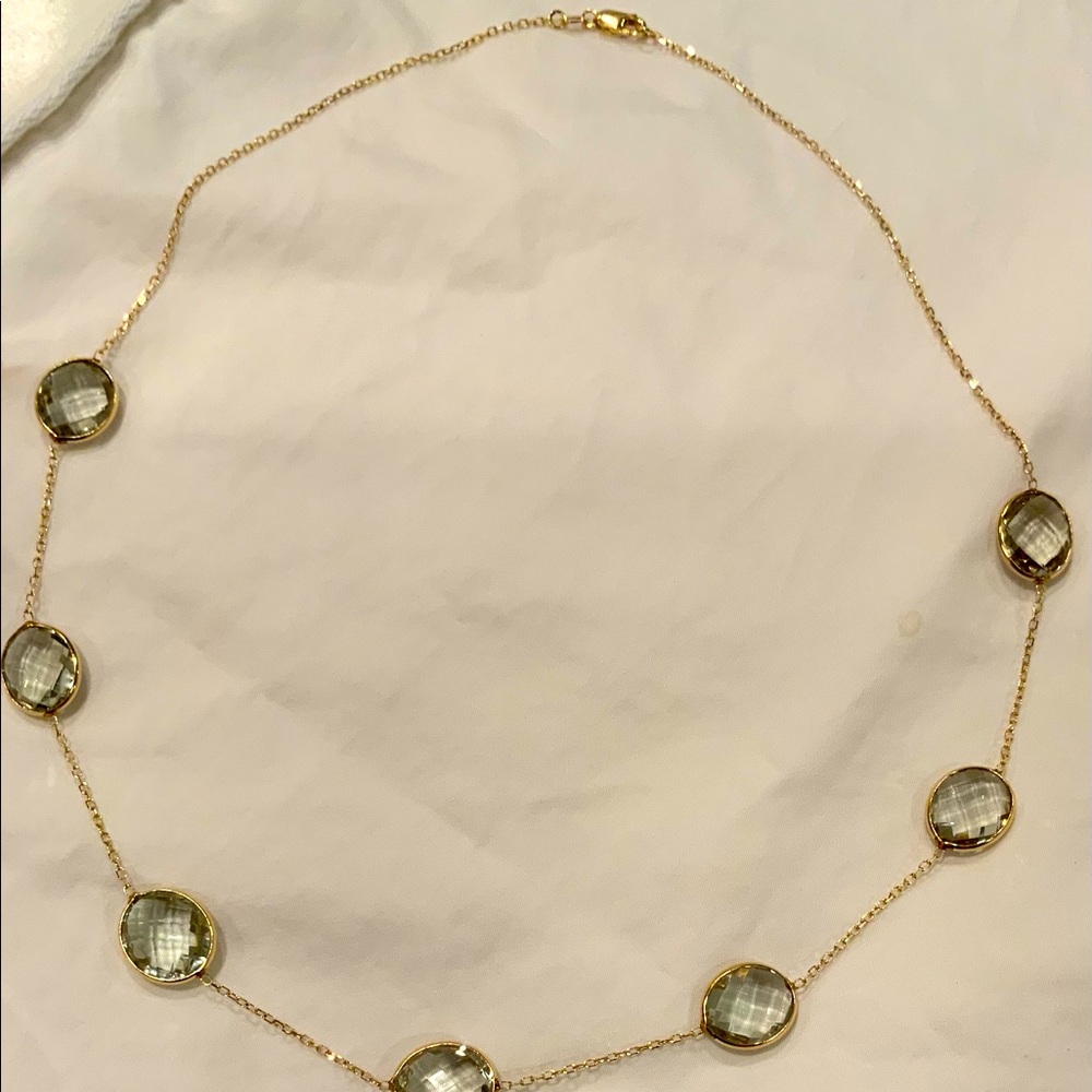 REDUCED - NWOT UNBRANDED - 22CT GREEN AMYTHYST  Station Necklace. 18’